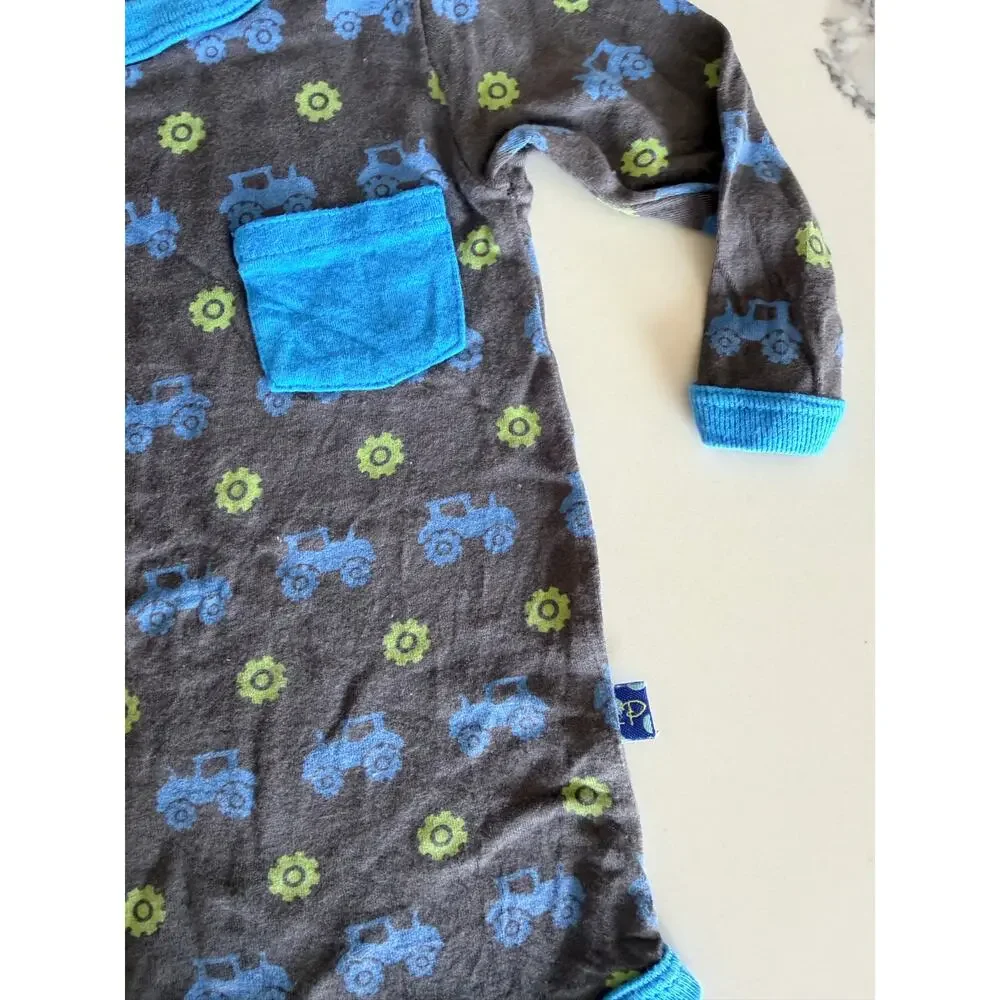 Kickee Pants Boy's Tractor Print Long Sleeve One-Piece